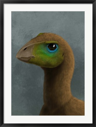 Framed Hypsilophodon dinosaur portrait Print