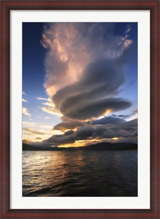 Framed massive stacked lenticular cloud over Tjedsundet in Troms County, Norway Print