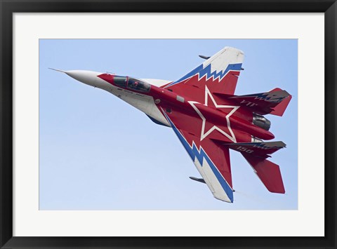 Framed Top view of a Russian MiG-29OVT aerobatic aircraft Print