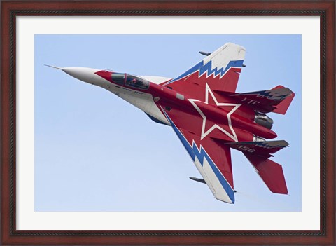 Framed Top view of a Russian MiG-29OVT aerobatic aircraft Print
