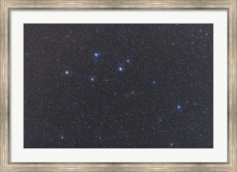 Framed Delphinus constellation on a hazy night Print