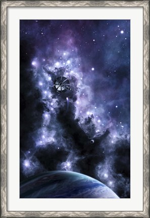 Framed solar sail appears from the dusty depths of the Midnight Nebula Print