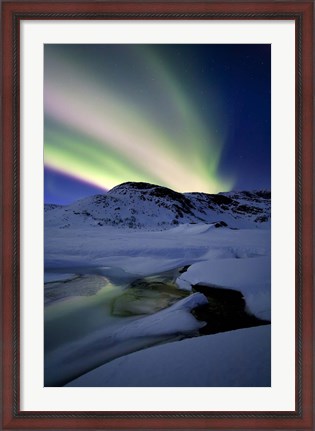 Framed Aurora Borealis over Mikkelfjellet Mountain in Troms County, Norway Print