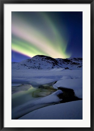 Framed Aurora Borealis over Mikkelfjellet Mountain in Troms County, Norway Print