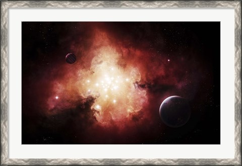 Framed birth of numerous stars exposing their light to the universe Print