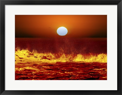 Framed Sun and ocean waves in Miramar, Argentina Print
