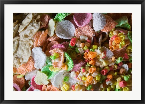 Framed Colorful Crispy Rice Crackers as Sacrificial Offerings, Bumthang, Bhutan Print