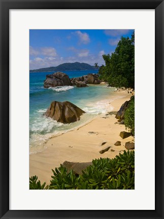 Framed Coastal View of La Digue Island, Seychelles Print