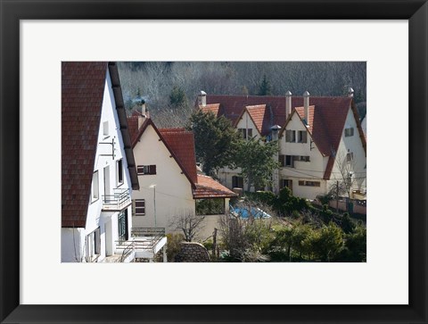 Framed Alpine Buildings, Alpine Resort, Ifrane, Middle Atlas, Morocco Print