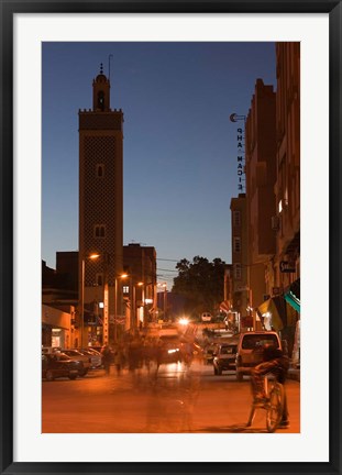 Framed Er Rachidia, Town Mosque and Rue el-Mesjia, Ziz River Valley, Morocco Print