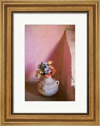 Framed Flowers and Room Detail in Dessert House (Chez Julia), Merzouga, Tafilalt, Morocco Print