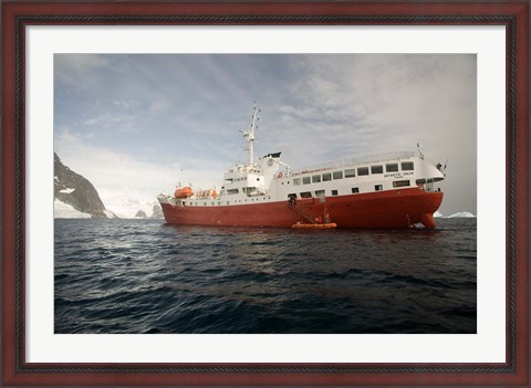 Framed Expedition ship and zodiac, Pleneau Island, Antarctica Print