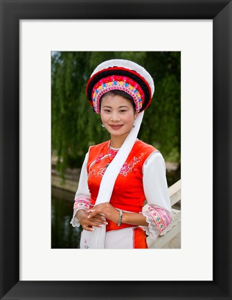 Framed Bai Minority Woman in Traditional Ethnic Costume, China Print