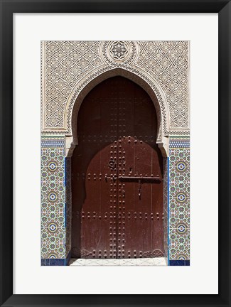 Framed Archway with Door in the Souk, Marrakech, Morocco Print