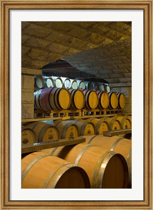 Framed Barrels in cellar at Chateau Changyu-Castel, Shandong Province, China Print