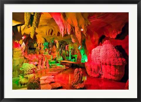 Framed Cave stalagmites, stalactites, Mutianyu, China, Print