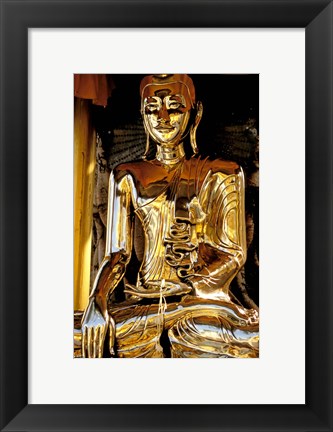 Framed Golden Buda of Shwedagon Pagoda, Yangon, Myanmar Print