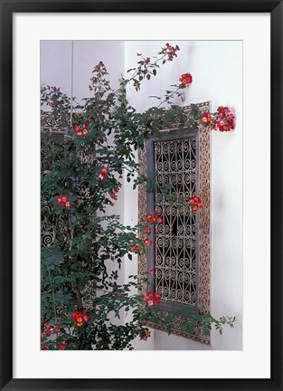 Framed Courtyard with Zellij (Mosaic Tilework), Marrakech, Morocco Print
