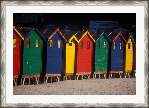 Framed Colorful Bathing Boxes, South Africa Print