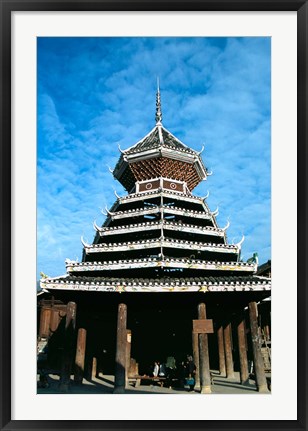Framed Dong People&#39;s Traditional Drum Tower, China Print