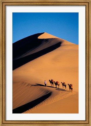 Framed Camel Caravan with Sand Dune, Silk Road, China Print