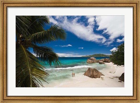 Framed Anse Patates Beach, La Digue Island, Seychelles Print