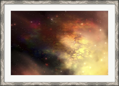 Framed beautiful nebula out in the cosmos with many stars and clouds Print