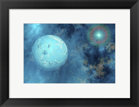 Framed planet forms from surrounding gases and clouds Print