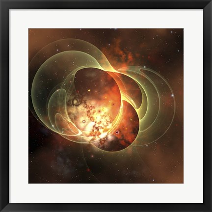 Framed constellation sits inside encircling gaseous rings in space Print