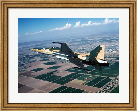 Framed F-5E Tiger II in flight over El Centro, California Print