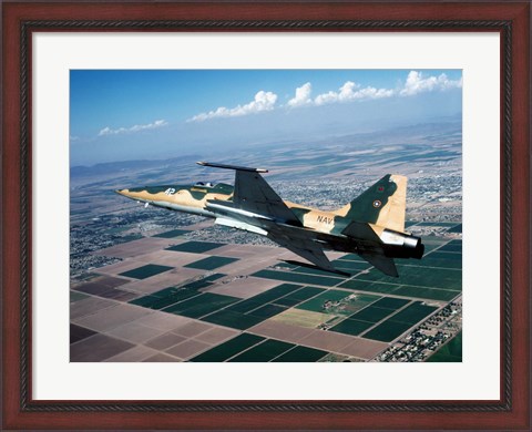 Framed F-5E Tiger II in flight over El Centro, California Print