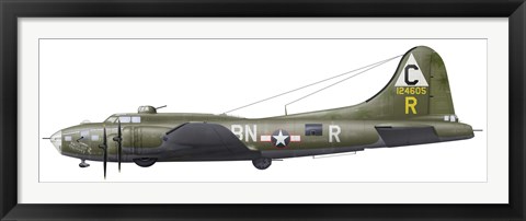 Framed Illustration of a Boeing B-17F Knockout Dropper aircraft Print