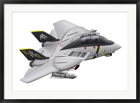 Framed Cartoon illustration of a F-14 Tomcat Print