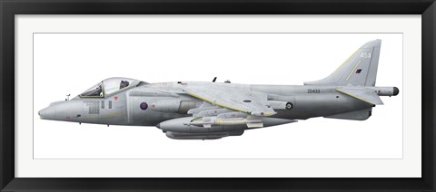 Framed Illustration of a British Aerospace Harrier GR9 aircraft Print