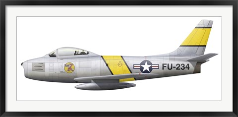 Framed Illustration of a North American F-86F Sabre Print