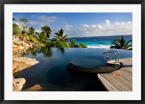 Framed Infinity pool at resort on Fregate Island, Seychelles Print