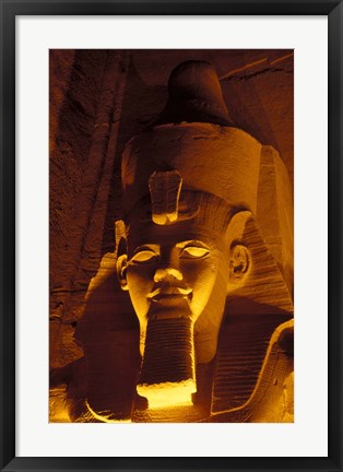 Framed Lighted Face at the Great Temple of Ramesses II, Egypt Print