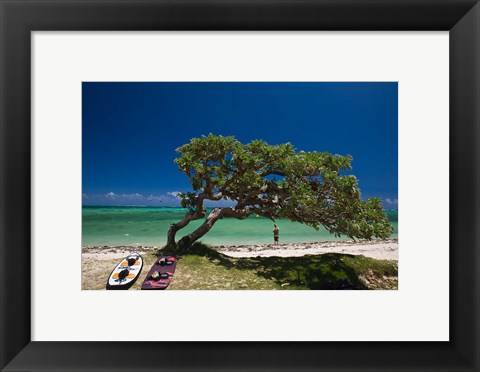 Framed Mauritius, Le Morne Peninsula, Beach, Surfing Print