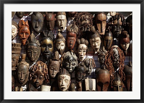 Framed Mask stall at curio store, Greenmarket Square, Cape Town, South Africa Print