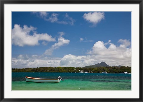 Framed Mauritius, Trou d&#39; Eau Douce, town harbor boat Print