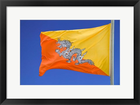 Framed National Flag, Bhutan Print