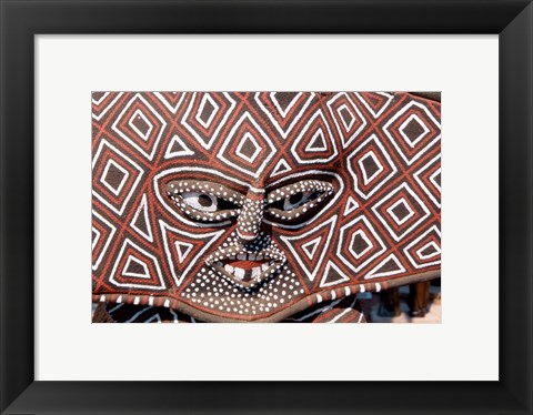 Framed Painted Geometric Mask, Zimbabwe Print
