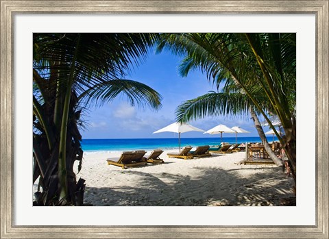 Framed Private beach, Anse Bambous Beach, Seychelles Print