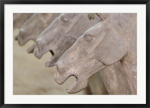 Framed Qin Terra Cotta Warriors and Horses, Xian, Shaanxi, China Print
