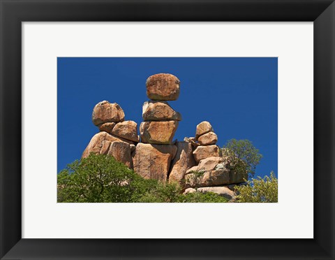 Framed Mother and Child rock formation, Matobo NP, Zimbabwe, Africa Print