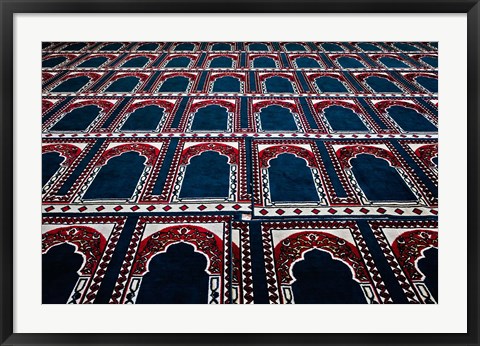 Framed Pattern of prayer rugs, Islamic mosque, Cairo, Egypt Print