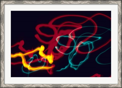 Framed Red, Yellow and Green Neon Lighting with Nightzoom Print