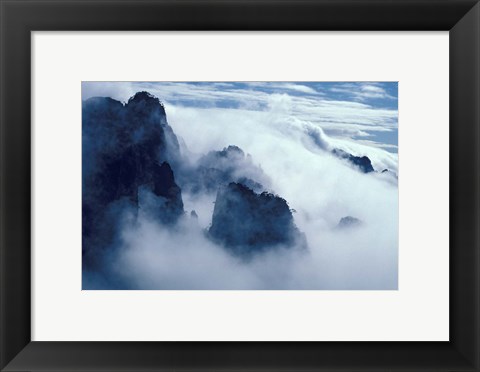 Framed Mountain Peaks in Mist, Mt Huangshan (Yellow Mountain), China Print