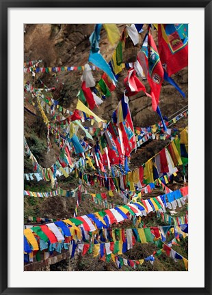 Framed Prayer Flags, Thimphu, Bhutan Print