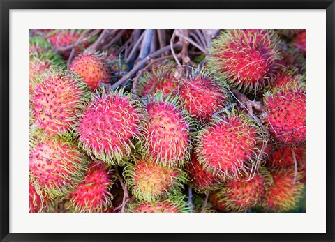 Framed Tanzania, Zanzibar, StoneTown, Darajani Market, litchi Print